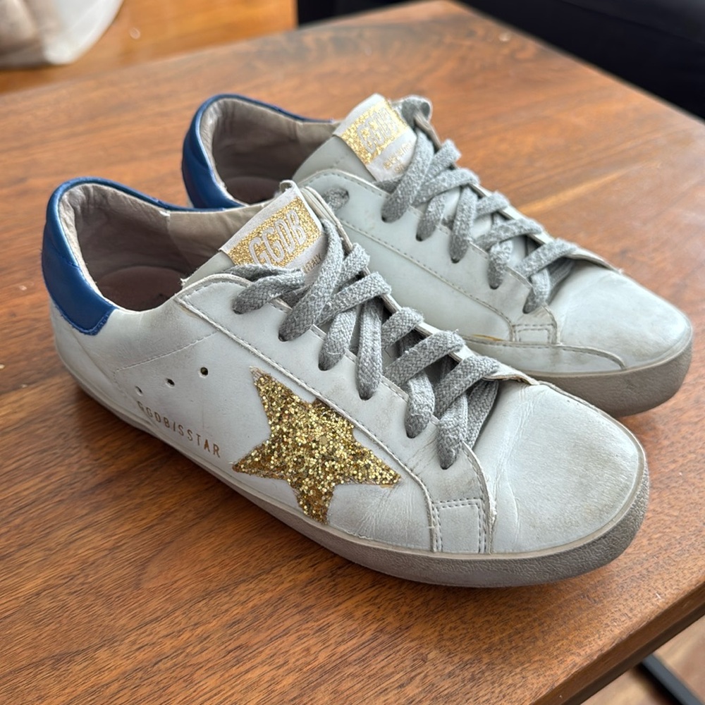Golden Goose White Leather Gold Glitter
Superstar shoes Sneakers Size 7 37 GGDB